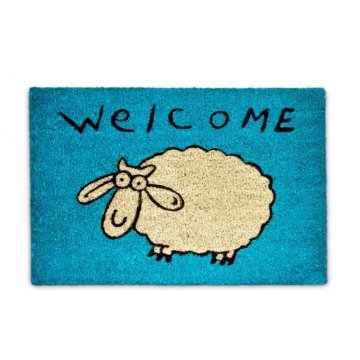 UNBRANDED Predpražnik iz kokosovih vlaken "Welcome" dobi modro barvo