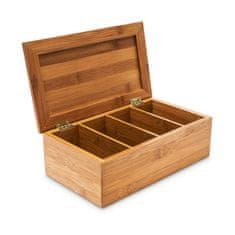 UNBRANDED Škatla za čaj iz bambusa s 4 predelki 