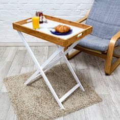 UNBRANDED Namizna miza iz lesa in bambusa 72 cm 