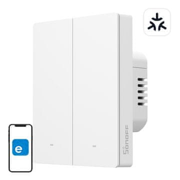 Sonoff SONOFF M5-2C-80W WiFi Matter pametno zidno stikalo (2-kanalno)