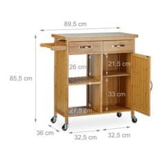 UNBRANDED Kuhinjski voziček z marmorno ploščo 