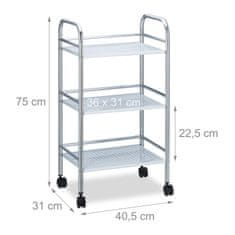 UNBRANDED Kovinski servirni voziček s 3 policami 