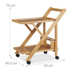 UNBRANDED Kuhinjski voziček iz bambusa z 2 policama 