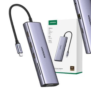 Ugreen Adapter 10v1 ugreen Revodok CM498 Hub USB na 3x USB-A 3.0, HDMI, VGA, RJ45, SD/TF, AUX 3,5 mm, PD pretvornik
