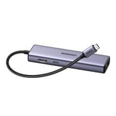 Ugreen UGREEN HUB USB-C ADAPTER NA USB A HDMI RJ45 PD VEČFUNKCIJSKI PRETVORNIK 6V1