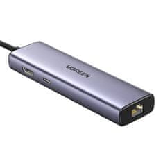 Ugreen UGREEN HUB USB-C ADAPTER NA USB A HDMI RJ45 PD VEČFUNKCIJSKI PRETVORNIK 6V1