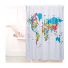 UNBRANDED Zavesa za tuš zemljevid sveta 180x180 cm 