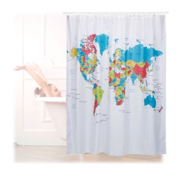 UNBRANDED Zavesa za tuš zemljevid sveta 180x180 cm