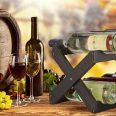 UNBRANDED Črno stojalo za vino iz bambusa 