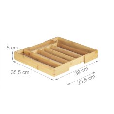 UNBRANDED Posoda za jedilni pribor bambus 40 cm raztegljiva 