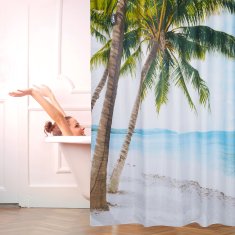 UNBRANDED Zavesa za tuš plažo motiv 180 x 180 cm 