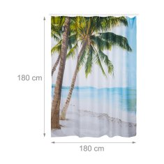 UNBRANDED Zavesa za tuš plažo motiv 180 x 180 cm 