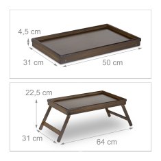 UNBRANDED Posteljni pladenj bambus temno rjav 