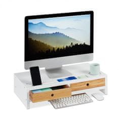 UNBRANDED Stojalo za zaslon z 2 predaloma v beli barvi 