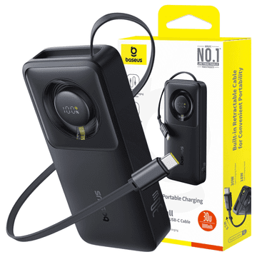 BASEUS POWERBANK BASEUS OS FREE2PULL 10000MAH 30W + KABEL (ČRN)