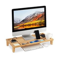 UNBRANDED Stojalo za monitor iz bambusa z 8 predelki 