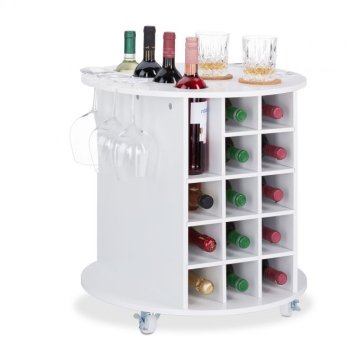 UNBRANDED Velik regal za vino na kolesih