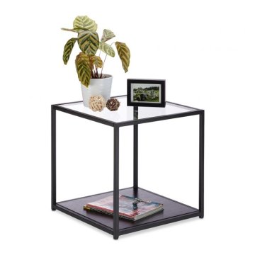 UNBRANDED Steklena stranska mizica z 2 diskoma
