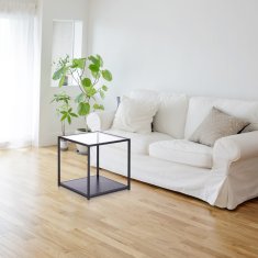 UNBRANDED Steklena stranska mizica z 2 diskoma 
