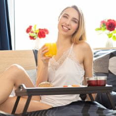UNBRANDED Zložljiv posteljni pladenj temno rjave barve 