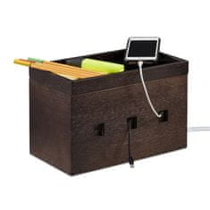 UNBRANDED Kabelska omarica Bambus Temno rjava 