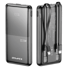 Awei AWEI PowerBank P76K 10000mAh 22,5W črna/črna digitalni zaslon
