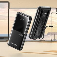 Awei AWEI PowerBank P76K 10000mAh 22,5W črna/črna digitalni zaslon
