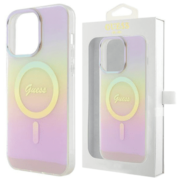 Guess Guess GUHMP15LHITSP trdi ovitek za iPhone 15 Pro 6.1 roza/roza IML Iridescent MagSafe