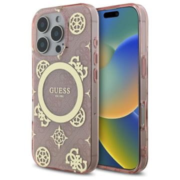 shumee Ovitek Guess MagSafe za iPhone 16 Pro z roza potoniko