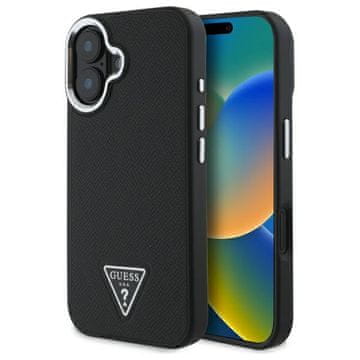 shumee Ovitek za iPhone 16 Plus Guess Grained Triangle MagSafe črne barve