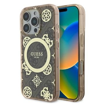 Guess Ovitek za iPhone 16 Pro Guess Hardcase Peony MagSafe rjav