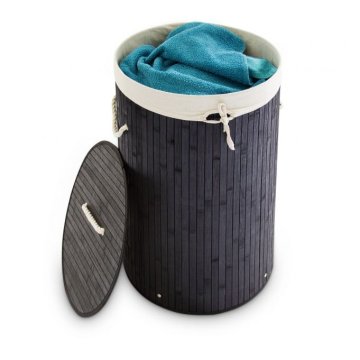 UNBRANDED Koš za perilo bambus okrogel