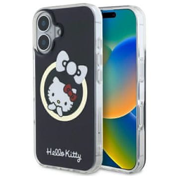 HELLO KITTY Trdi ovitek MagSafe za iPhone 16 Hello Kitty 6,1" črne barve