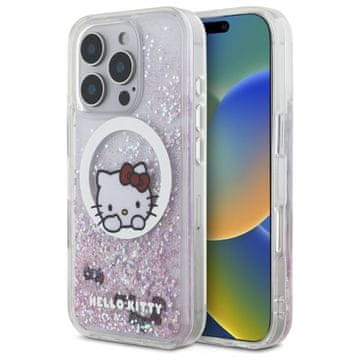 HELLO KITTY Ovitek MagSafe za iPhone 16 Pro Hello Kitty z bleščečimi pentljami, bel
