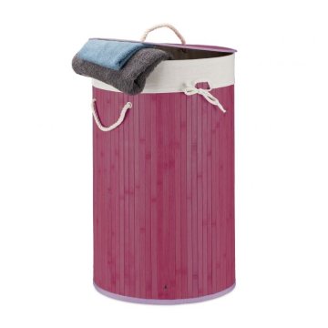 UNBRANDED Koš za perilo bambus okrogel