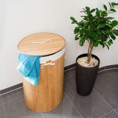 UNBRANDED Koš za perilo bambus okrogel 