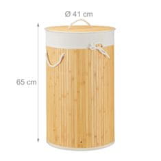 UNBRANDED Koš za perilo bambus okrogel 