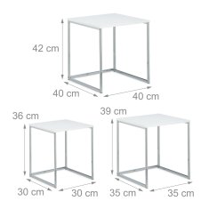 UNBRANDED Stranska mizica v kompletu 3 s kovinskimi nogami 
