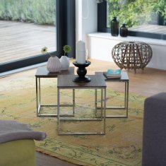 UNBRANDED Stranska mizica v kompletu 3 s kovinskimi nogami 