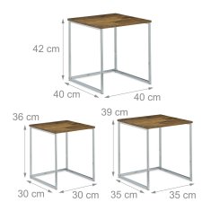 UNBRANDED Stranska mizica v kompletu 3 s kovinskimi nogami 
