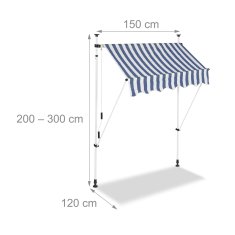 UNBRANDED Balkonska tenda modro/bela 