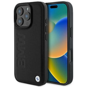 Bmw BMW BMHCP16LSLLBK iPhone 16 Pro 6.3 črn/črn trdi ovitek iz usnja Hot Stamp