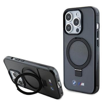Bmw BMW BMHMP15LURSK trdi ovitek za iPhone 15 Pro 6.1 črn/črn, obroč in stojalo, kolekcija M, MagSafe