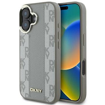 shumee Ovitek DKNY Hardcase s karirastim vzorcem MagSafe za iPhone 16, bež