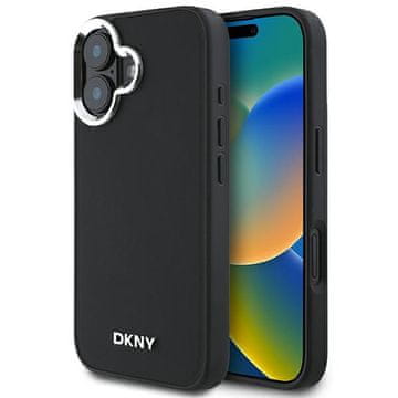 DKNY Ovitek DKNY MagSafe črno-srebrn z logotipom za iPhone 16