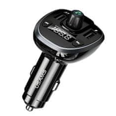 USAMS C21 komplet za prostoročno telefoniranje z FM oddajnikom, Bluetooth 5.0, MP3, 2xUSB 3.4A črne barve CC115GC01 (US-CC115)