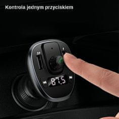 USAMS C21 komplet za prostoročno telefoniranje z FM oddajnikom, Bluetooth 5.0, MP3, 2xUSB 3.4A črne barve CC115GC01 (US-CC115)