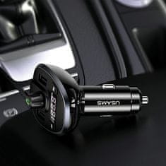 USAMS C21 komplet za prostoročno telefoniranje z FM oddajnikom, Bluetooth 5.0, MP3, 2xUSB 3.4A črne barve CC115GC01 (US-CC115)