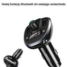 USAMS C21 komplet za prostoročno telefoniranje z FM oddajnikom, Bluetooth 5.0, MP3, 2xUSB 3.4A črne barve CC115GC01 (US-CC115)