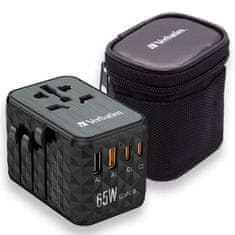 1 to 3 VERBATIM POTOVALNI POLNILEC 2XUSB-A 2XUSB-C PD 65W ZA PRENOSNIK IPHONE US UK
